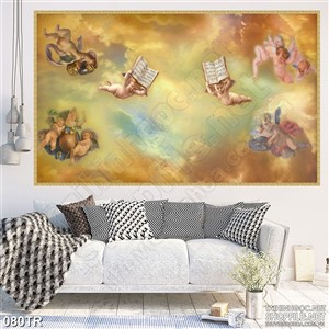Tranh trần nhà 3d những thiên thần nhỏ