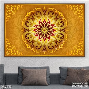 Tranh trần nhà nghệ thuật hoa văn giáp vàng