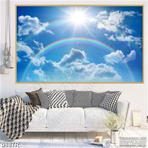 Tranh trần xuyên sáng in uv cầu vòng bảy sắc