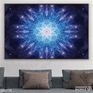 Tranh trần nhà 3d hành tinh xanh phát sáng