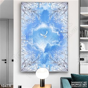 Tranh trần cánh chim xãi cánh dưới bầu trời xanh