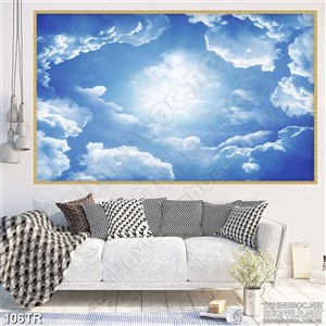 Tranh trần xuyên sáng bầu trời trong xanh in uv
