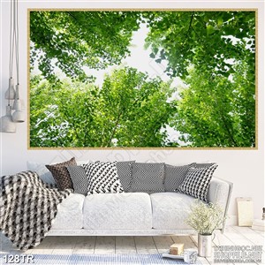 Tranh trần xuyên sáng dưới tán cây xanh in uv