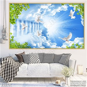 Tranh dán trần phòng ngủ psd bậc thang lên thiên đường