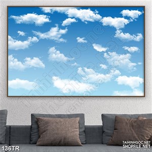 Tranh dán trần psd bầu trời trong xanh trang trí