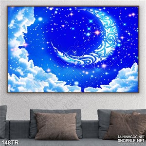 Tranh trần những vì sao sáng trên bầu trời xanh 3d