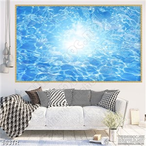 Tranh trần mặt biển trong xanh in canvas