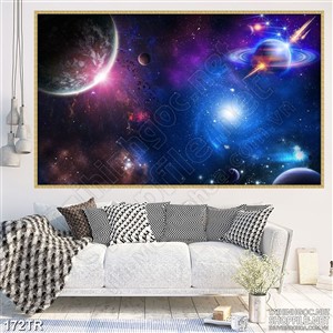 Tranh dán trần phòng ngủ hệ mặt trời nghệ thuật