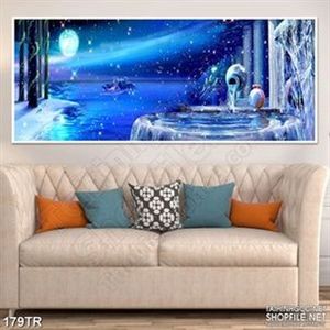 Tranh dán trần phòng ngủ biển đêm nghệ thuật