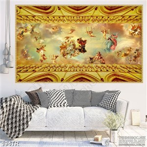 Tranh trần psd những thiên thần nhỏ trong lâu đài