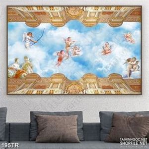 Tranh trần những thiên thần nhỏ trong thành 3d