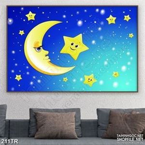 Tranh trần xuyên sáng ánh trăng vàng in uv