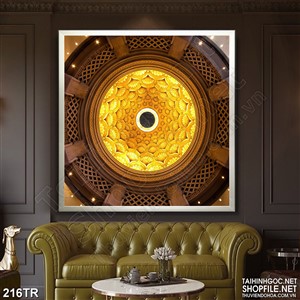 Tranh dán trần cung điện dáp vàng lộng lẫy in uv