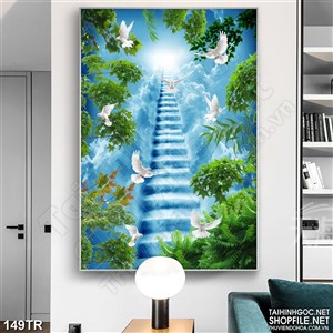 Tranh trần nấc thang lên thiên đường in canvas