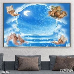 Tranh trần những thiên thần bên ánh trăng 3d