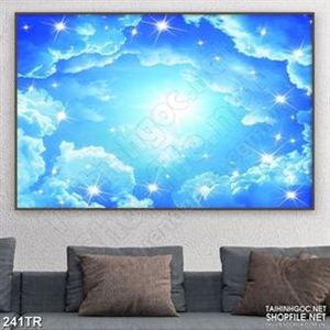 Tranh trần những tia sáng giữa trời xanh in uv