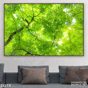 Tranh dán trần phòng ngủ dưới tán cây xanh