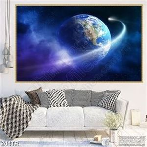 Tranh trần nhà quay quanh trái đất in canvas
