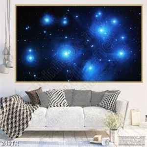 Tranh trần nhà 3d những hành tinh phát sáng ngoài vũ trụ