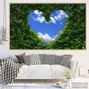 Tranh trần rừng cây hình trái tim nghệ thuật