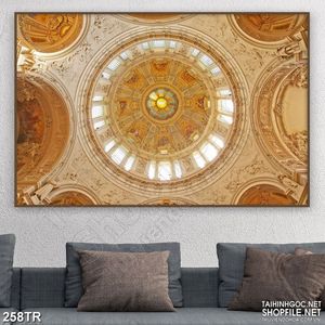 Tranh dán trần phòng ngủ in uv lâu đài tráng lệ