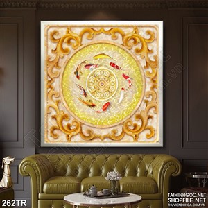 Tranh dán trần phòng ngủ nghệ thuật đàn cá koi