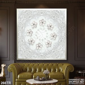 Tranh trần những bông hoa trắng nghệ thuật