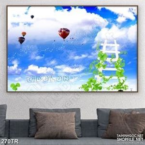 Tranh dán trần kinh phí cầu trên bầu trời xanh in uv