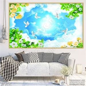 Tranh trần nghệ thuật đàn bồ câu bên ánh mặt trời