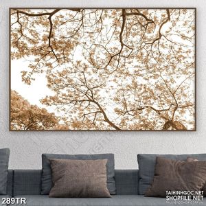 Tranh dán trần phòng ngủ rừng cây già cằn cổi nghệ thuật