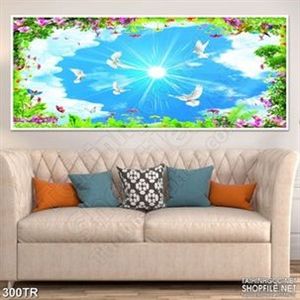 Tranh trần đàn bồ câu trắng tung bay nghệ thuật