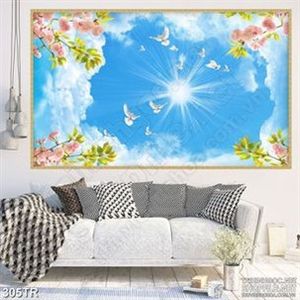 Tranh trần mặt trời tỏa ánh nắng vàng