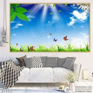 Tranh dán trần phòng ngủ đàn bướm xinh trên đồng cỏ