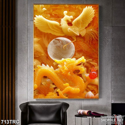 Tranh psd rồng phượng thưởng nguyệt in gạch men