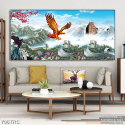 Tranh 3d đại bàng trên vạn lý trường thành trang trí