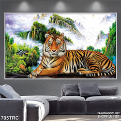 Tranh trang trí hổ thần trấn giữ rừng xanh