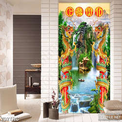 Tranh song long trấn quốc in uv treo tường