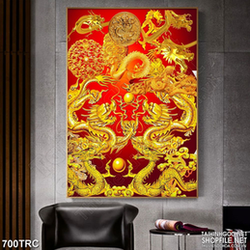Tranh nghệ thuật rồng thiêng quân hùng in gạch men