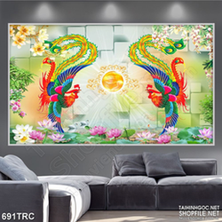 Tranh loan phụng trấn ngọc nghệ thuật in kính