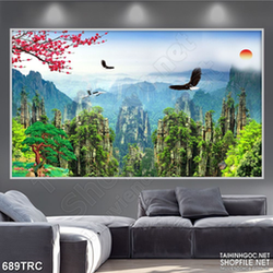 Tranh đại bàng tung cánh trên trời xanh in canvas