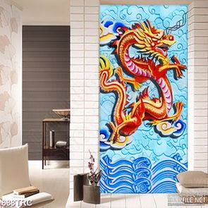 Tranh in uv rồng đỏ trổi dậy treo tường