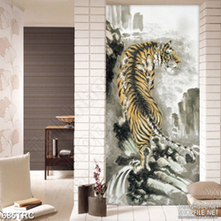 Tranh trang trí hổ thần cô đơn trên vách núi