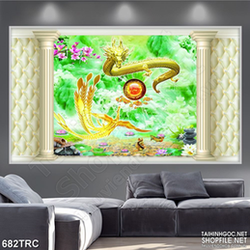 Tranh rồng phượng tranh hùng in uv