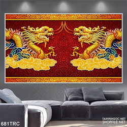 Tranh song long đối đầu nghệ thuật in kính