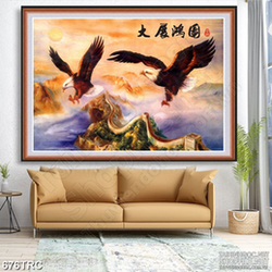 PSD tranh đôi đại bàng tung cánh trang trí