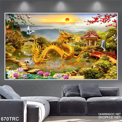 Tranh nghệ thuật rồng thần hạ phàm treo tường