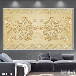 PSD tranh song long tương phùng trang trí