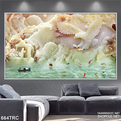 Tranh in canvas đại bàng săn mồi trên sông giả ngọc