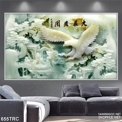 Tranh trang trí đại bàng sãi cánh giả ngọc in kính