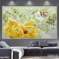Tranh in canvas rồng nhã hồng ngọc